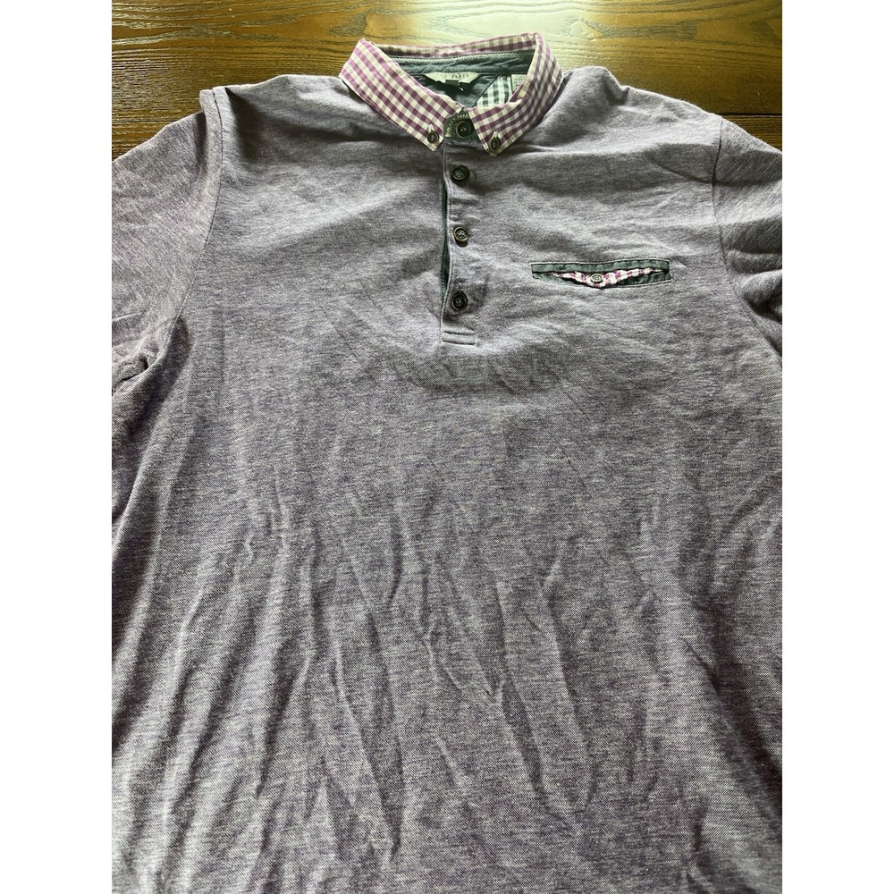 Ted Baker London Polo Shirt Mens 4 Large Purple Short Sleeve Casual Preppy